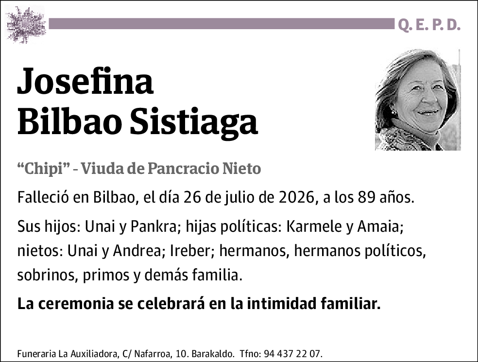 Josefina Bilbao Sistiaga