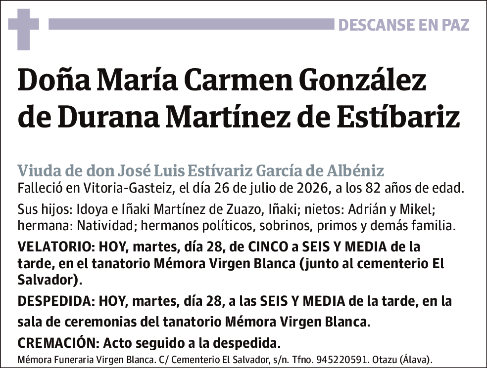 María Carmen González de Durana Martínez de Estíbariz