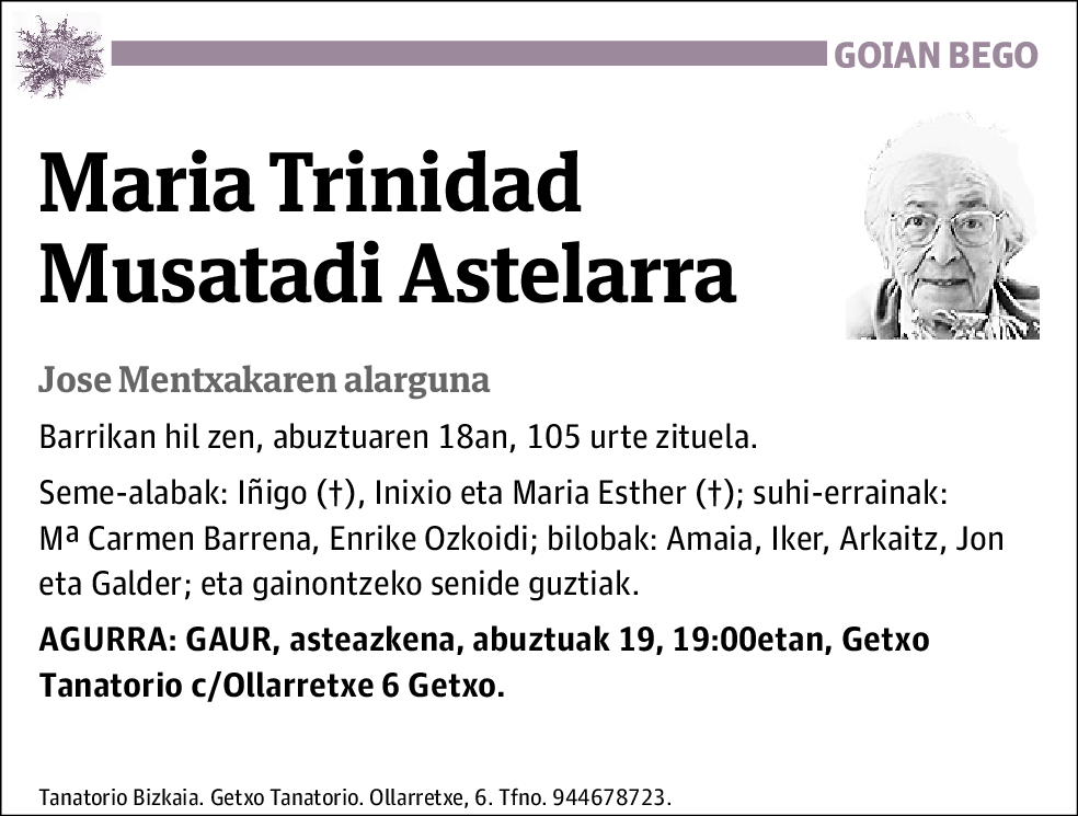 Maria Trinidad Musatadi Astelarra