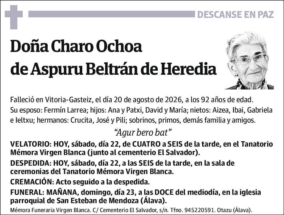 Charo Ochoa de Aspuru Beltran de Heredia