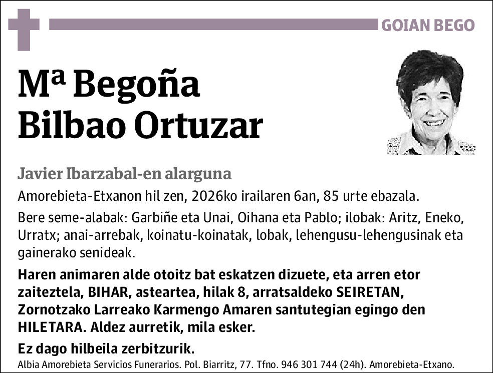 Mª Begoña Bilbao Ortuzar