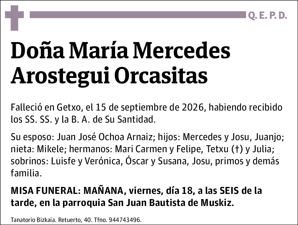 María Mercedes Arostegui Orcasitas