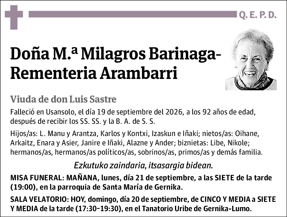 Mª Milagros Barinaga-Rementeria Arambarri