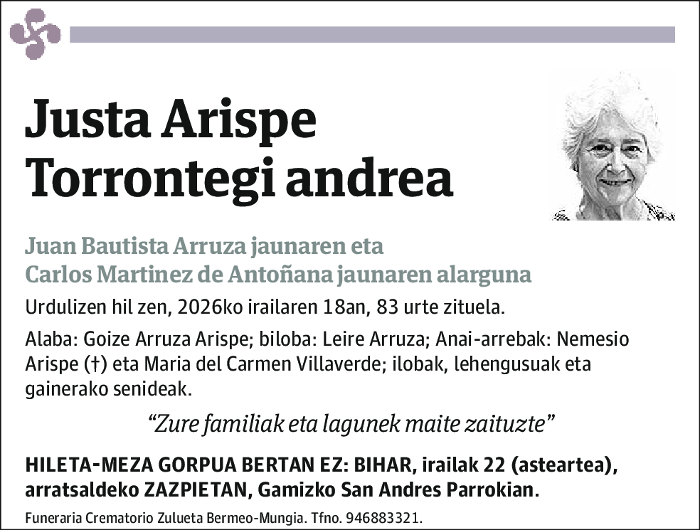 Justa Arispe Torrontegi