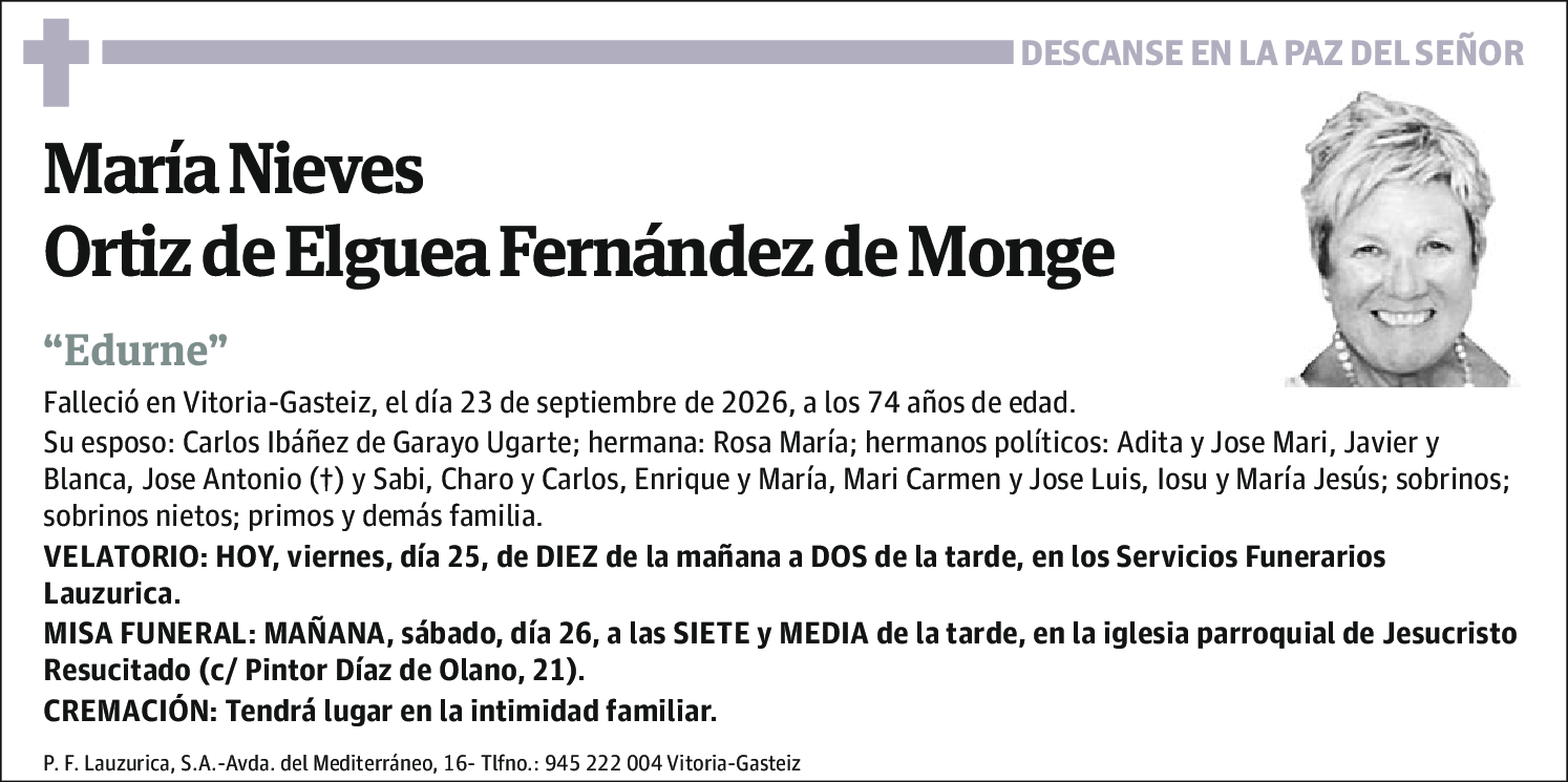 Maria Nieves Ortiz de Elguea Fernandez de Monge