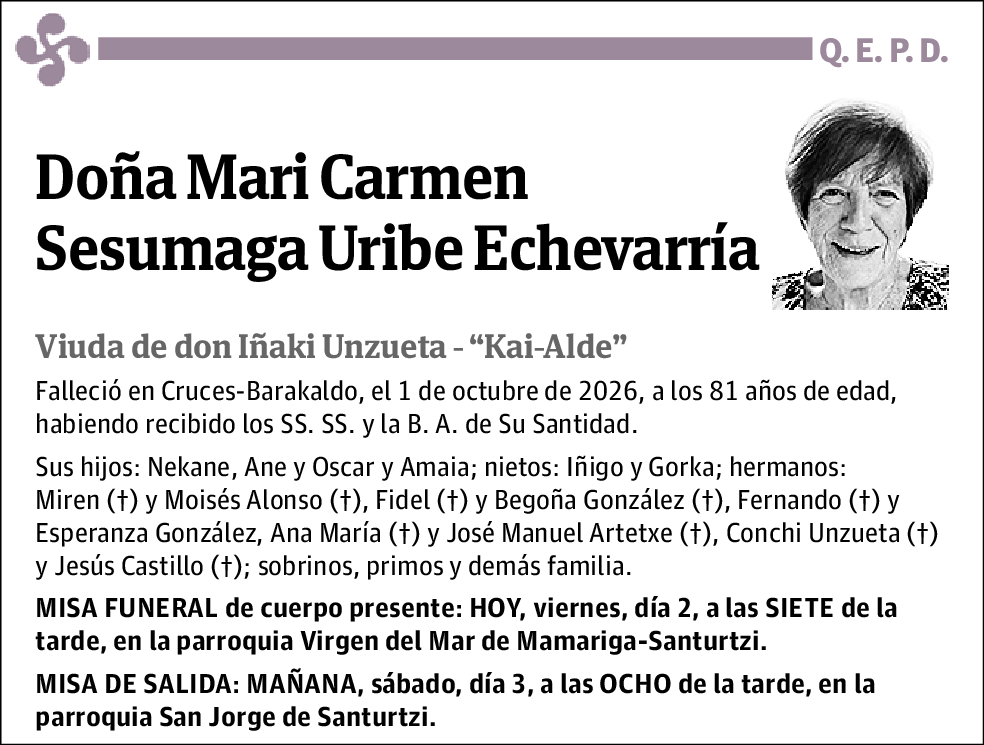 Mari Carmen Sesumaga Uribe Echevarría
