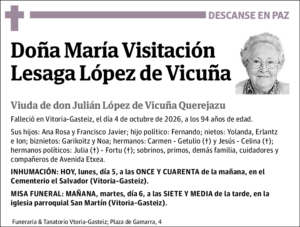 María Visitación Lesaga López De Vicuña