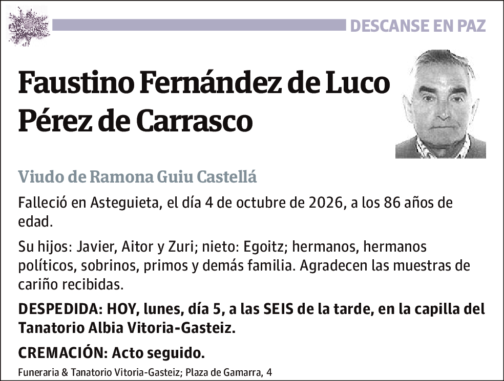 Faustino Fernández de Luco Pérez De Carrasco