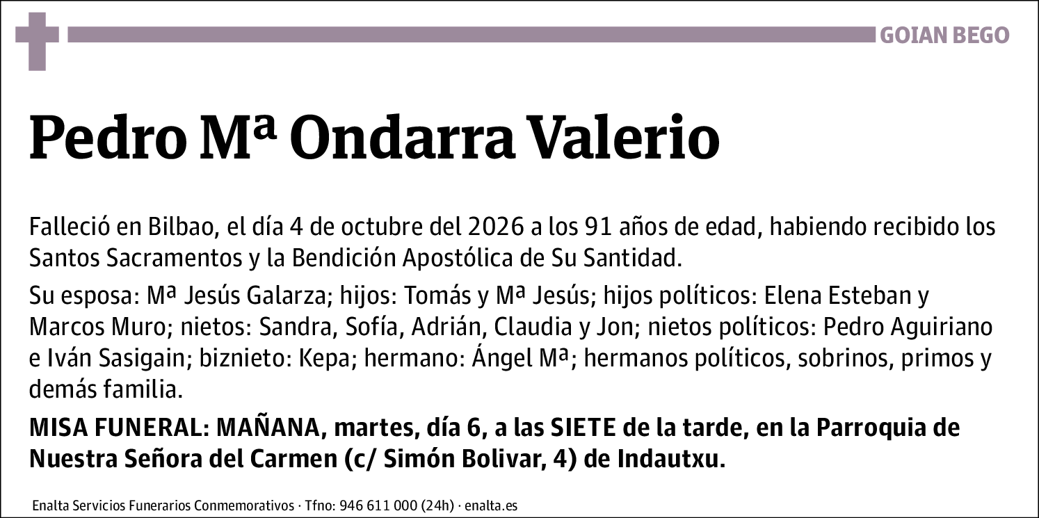 Pedro Mª Ondarra Valerio