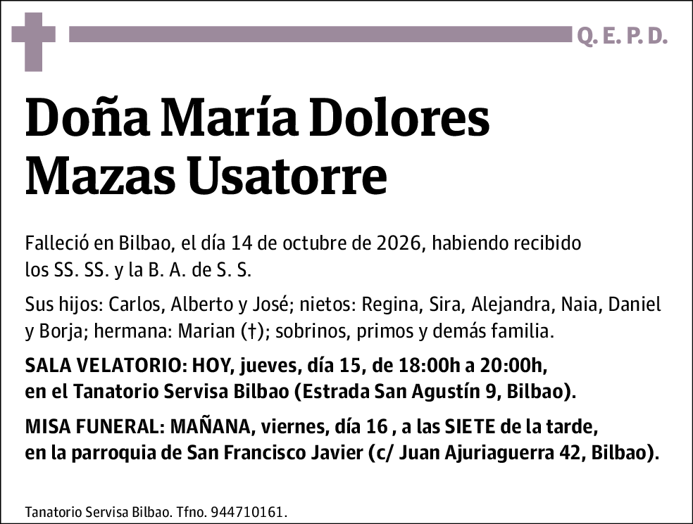 María Dolores Mazas Usatorre