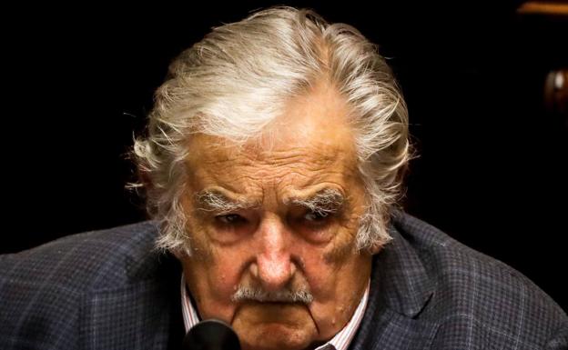 José Mujica, en su despedida ayer del Senado. /