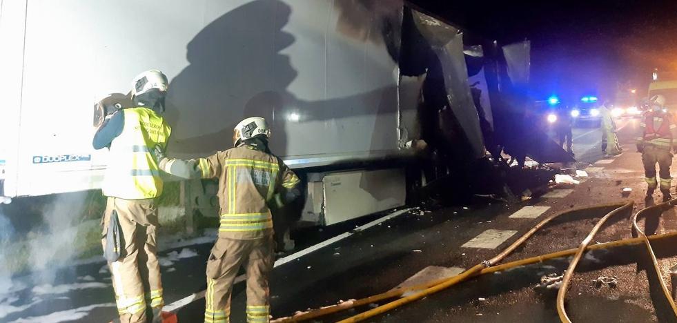 Arde el remolque de un camión en la A-1, a su paso por Armiñón - Vimarsana News