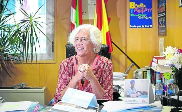 La presidenta de la Sala de los Social del Superior vasco, Garbiñe Biurrun, en su despacho del Palacio de Justicia de Bilbao. 