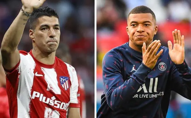 Luis Suárez in his farewell to Wanda and Kylian Mbappé, still at PSG. 