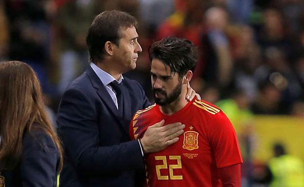 Julen Lopetegui and Isco, during the coach's stage in the Spanish team.