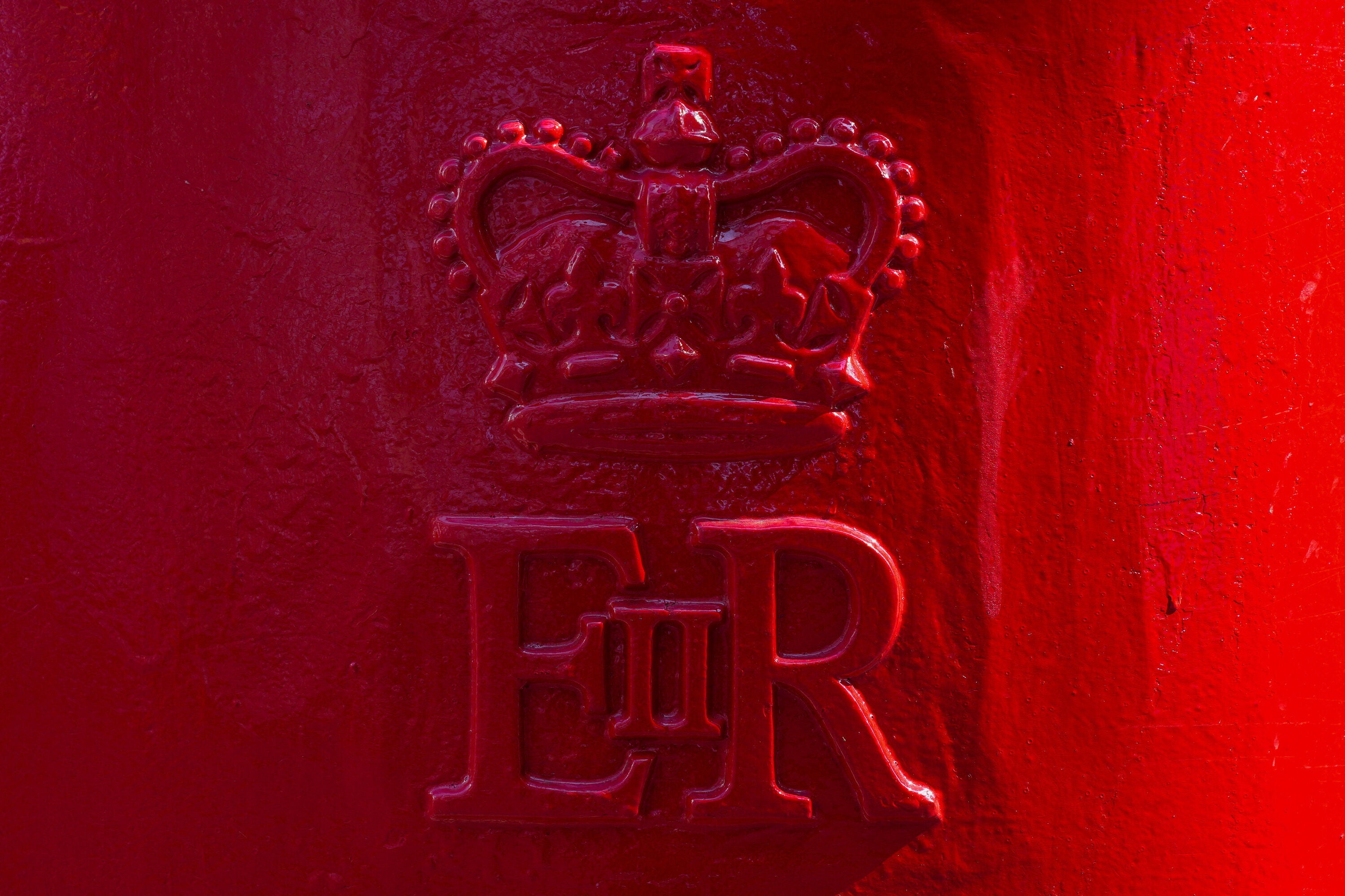 St Edward's Crown emblem, painted red on the Royal Mailbox