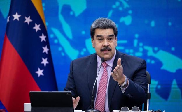 The president of Venezuela, Nicolás Maduro, during a press conference, this Wednesday at the Miraflores Palace in Caracas.